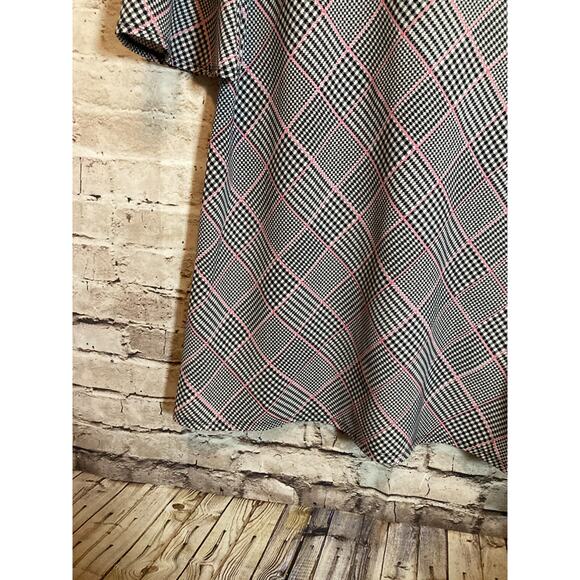 Cato Dress Womens XL Shift Black & Pink Houndstooth Print Ruffle Bell Sleeve - Picture 11 of 14